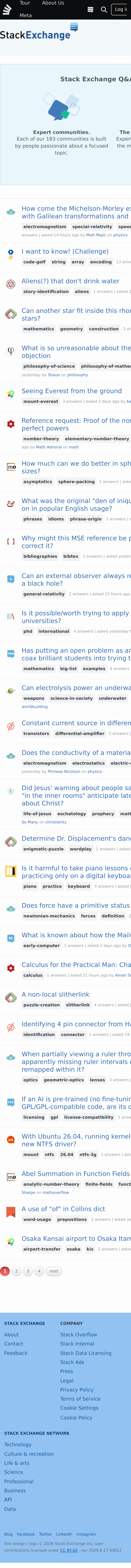 Mobile screenshot of stackexchange.com