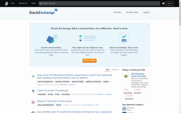 Screenshot of stackexchange.com