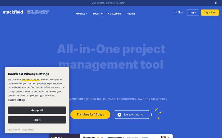 Screenshot of stackfield.com