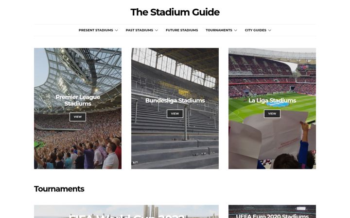 Snímek obrazovky stadiumguide.com