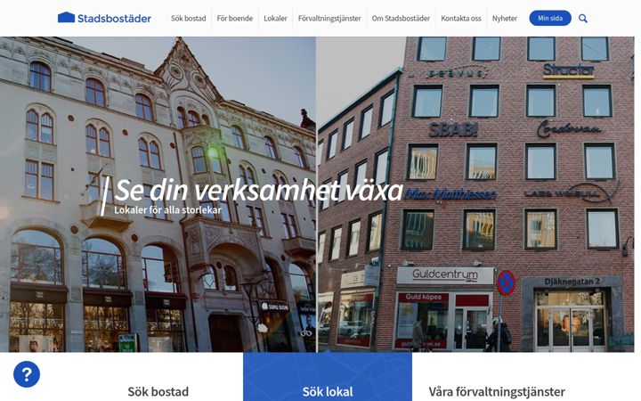 Screenshot van stadsbostader.se