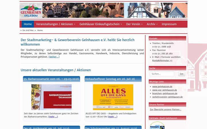 Screenshot of stadtmarketing-gelnhausen.de