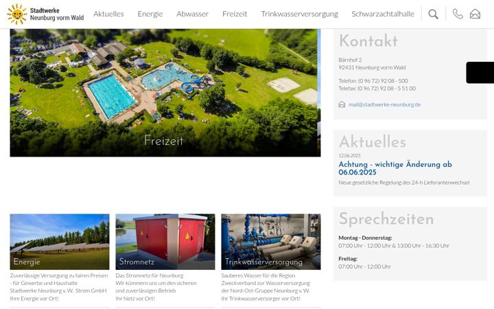 Screenshot of stadtwerke-neunburg.de