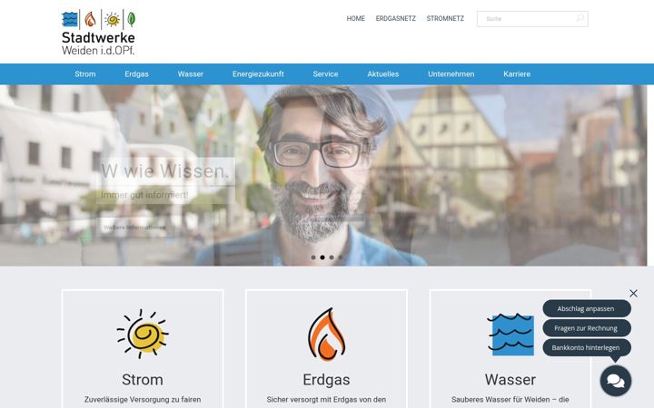 Skærmbillede af stadtwerke-weiden.de