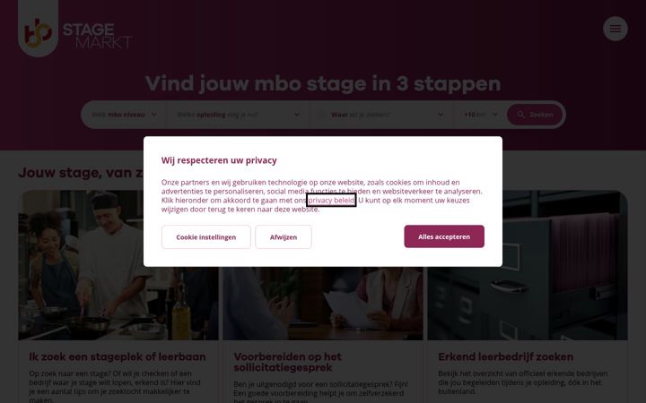 Screenshot stránky stagemarkt.nl