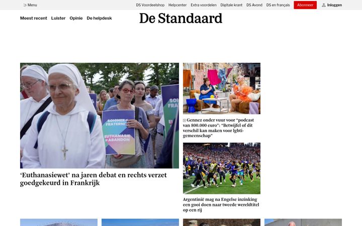 Snimka zaslona za standaard.be