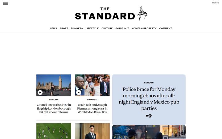 Screenshot of standard.co.uk