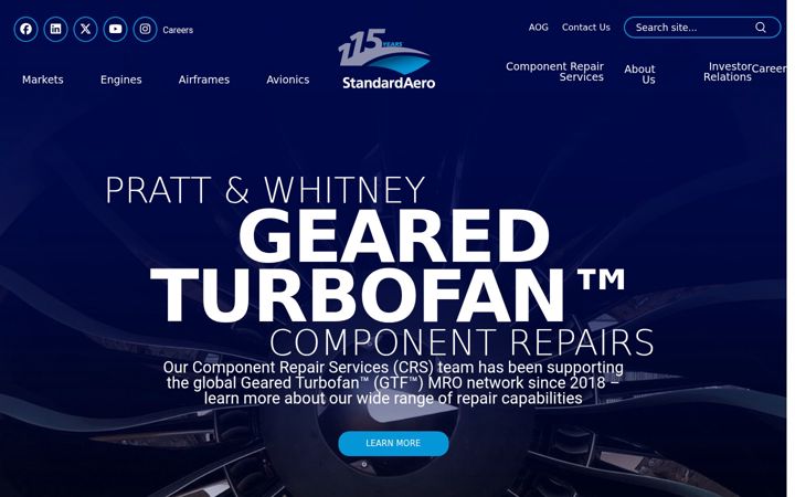 Screenshot of standardaero.com