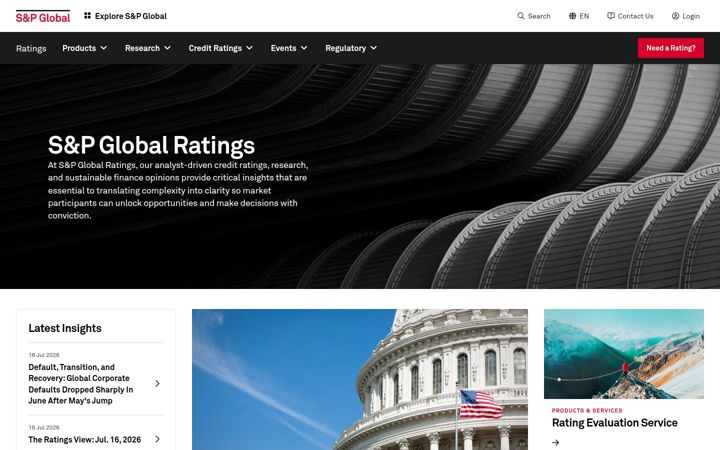 Screenshot ta' standardandpoors.com