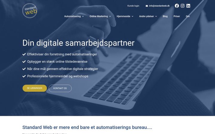 Captura de pantalla de standardweb.dk