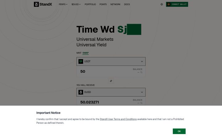 Screenshot of standx.com