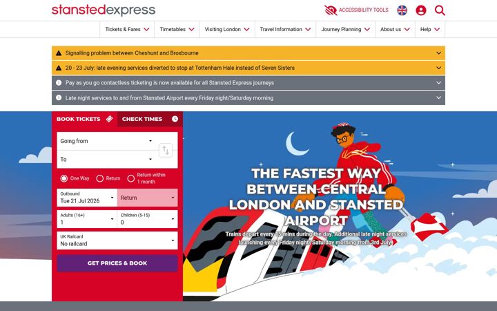 Screenshot of stanstedexpress.com