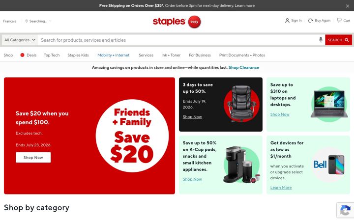Captura de pantalla de staples.ca