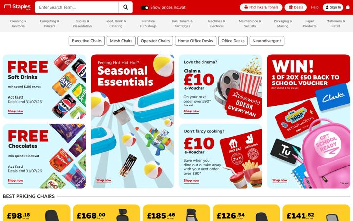 Képernyőkép: staples.co.uk