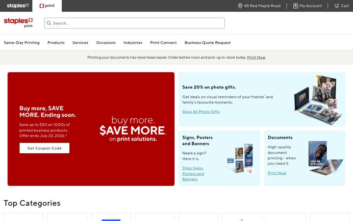 Screenshot of staplescopyandprint.ca