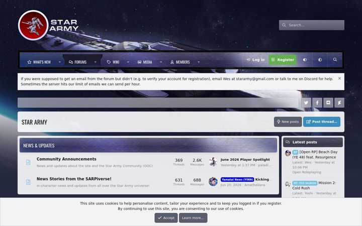 Screenshot of stararmy.com