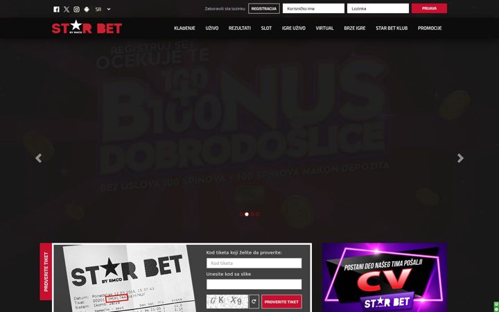 Screenshot of starbet.rs