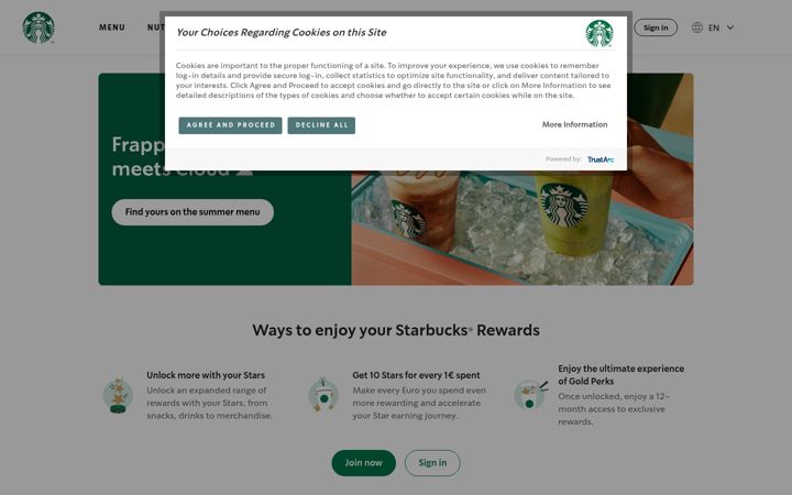 Zrzut ekranu starbucks.at
