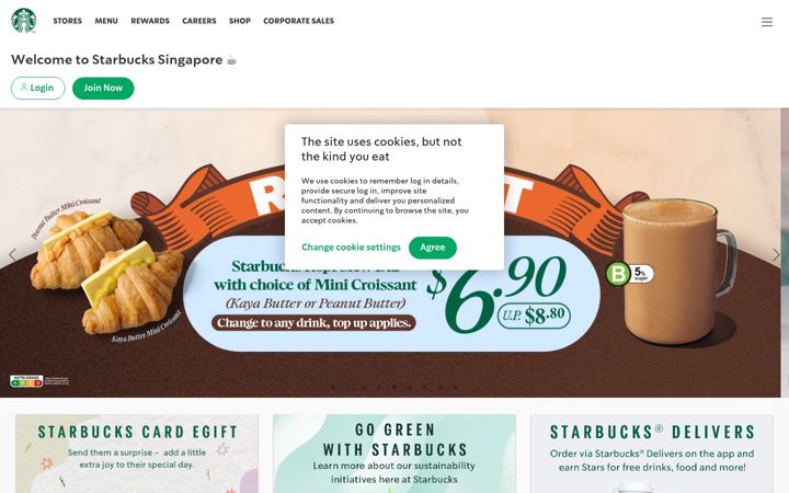 Screenshot of starbucks.com.sg