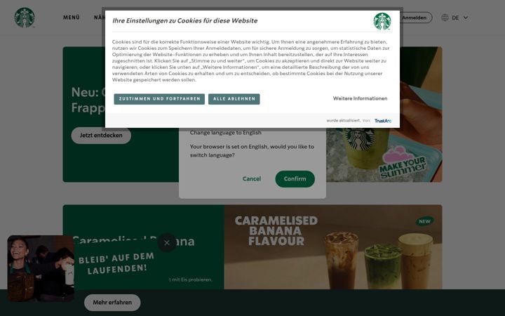 Screenshot of starbucks.de