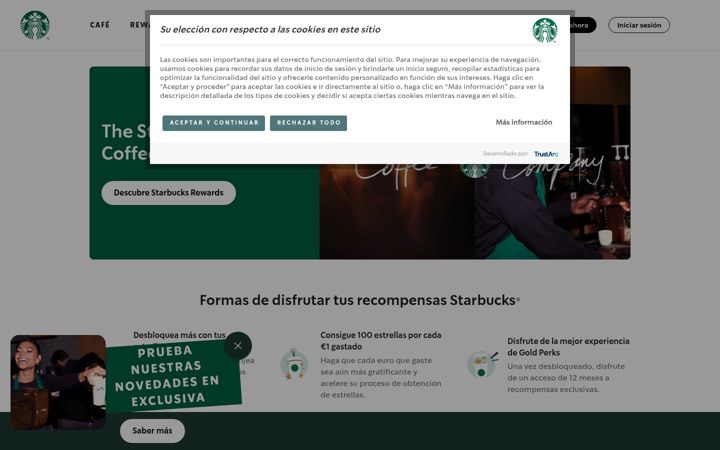 Screenshot of starbucks.es