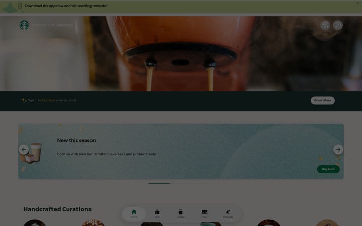Screenshot of starbucks.in
