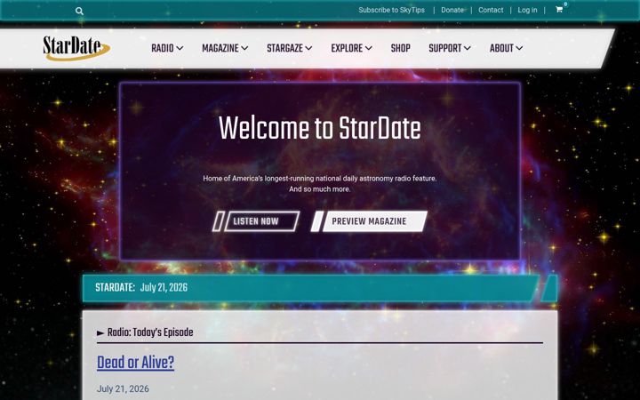 Screenshot of stardate.org