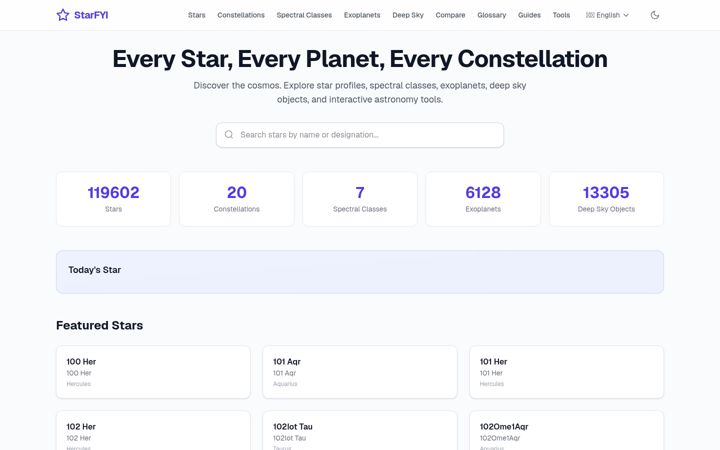 Screenshot of starfyi.com