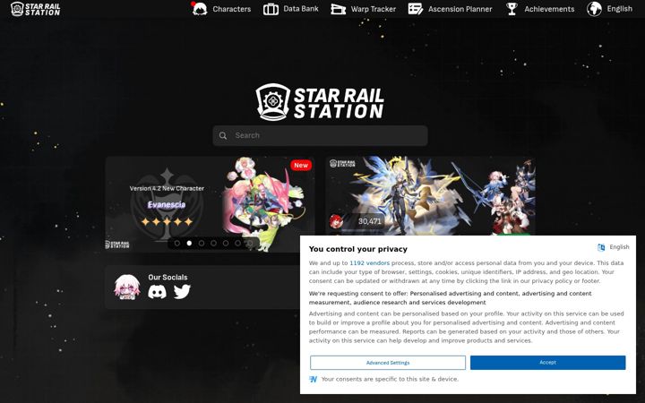 Screenshot of starrailstation.com