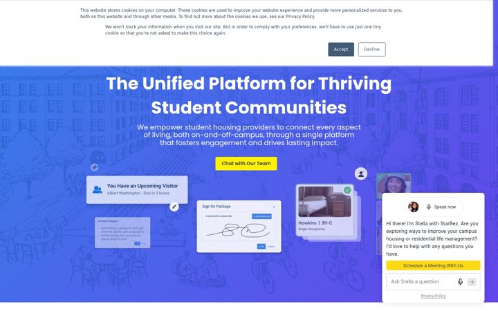 Screenshot of starrez.com