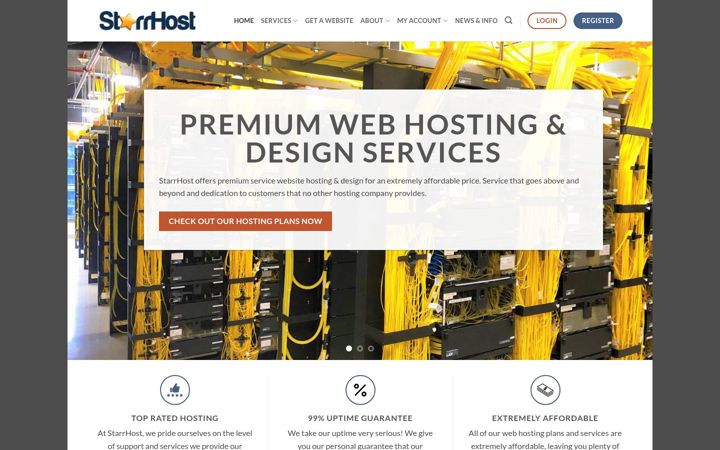 Screenshot von starrhost.com