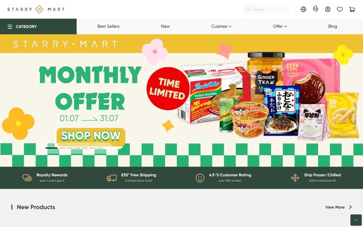 Screenshot von starrymart.co.uk