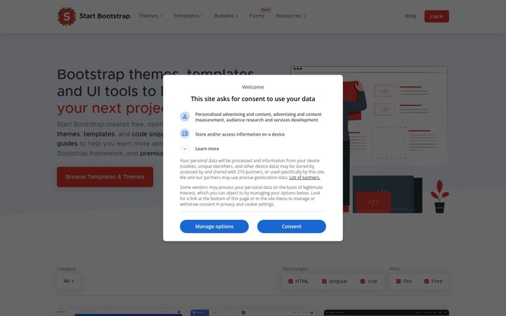 Екранна снимка на startbootstrap.com