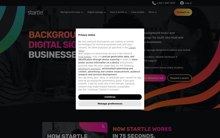 Screenshot of startle.io