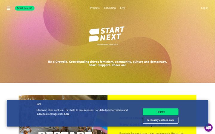 Screenshot von startnext.com