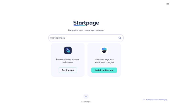 Posnetek zaslona startpage.com