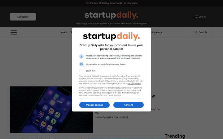 Screenshot of startupdaily.net