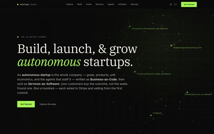 Screenshot of startups.studio
