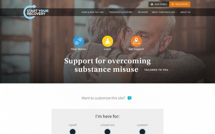 Screenshot of startyourrecovery.org