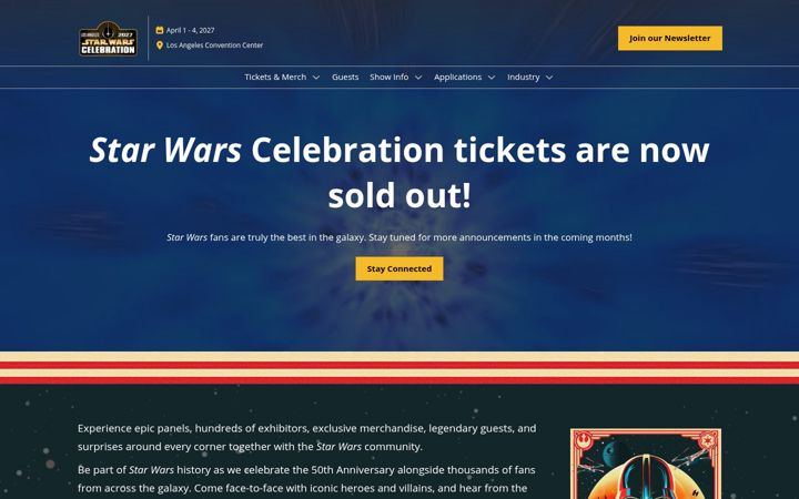 Screenshot of starwarscelebration.com