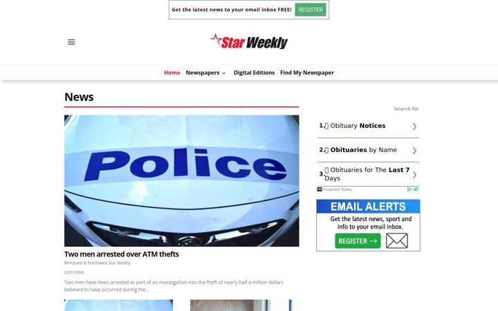 Screenshot stránky starweekly.com.au