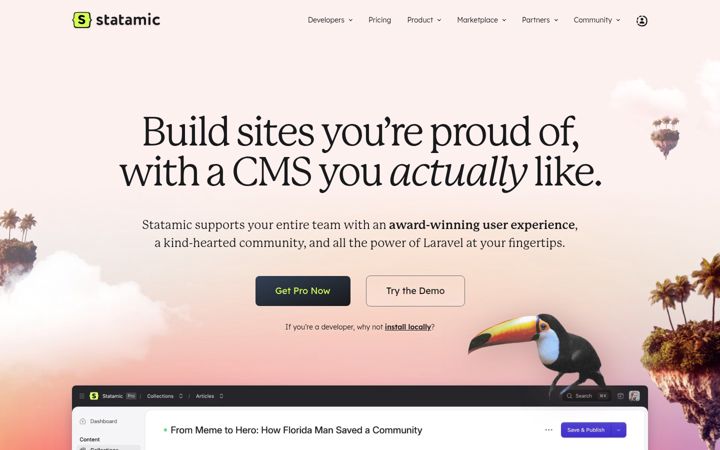 Screenshot of statamic.com