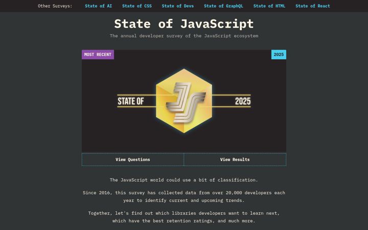 Screenshot of stateofjs.com