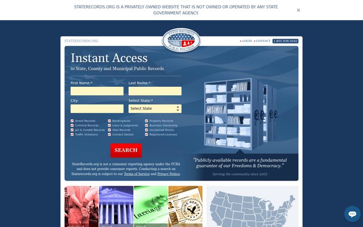 Screenshot of staterecords.org
