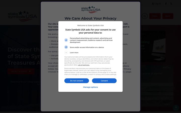 Screenshot of statesymbolsusa.org