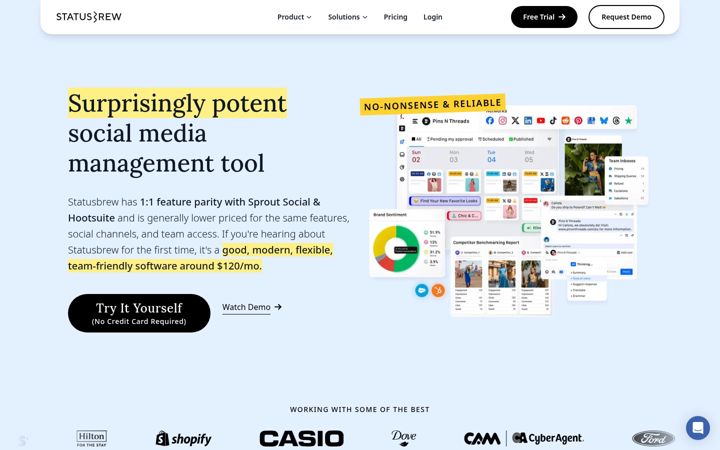 Screenshot of statusbrew.com