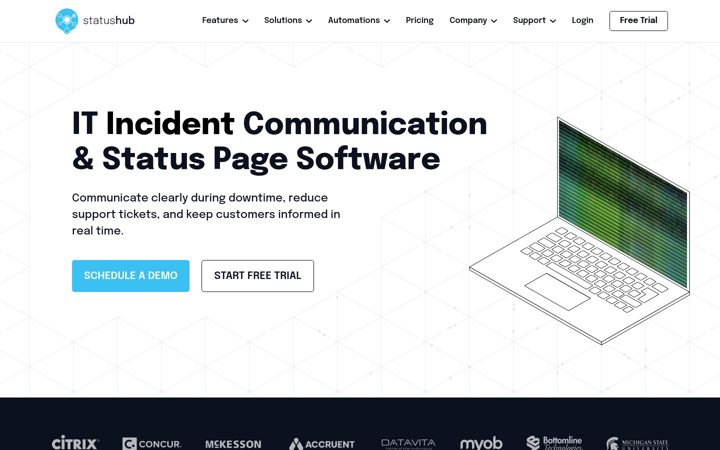 Screenshot of statushub.io