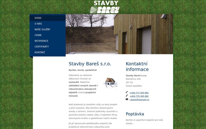 Screenshot of stavbybares.cz