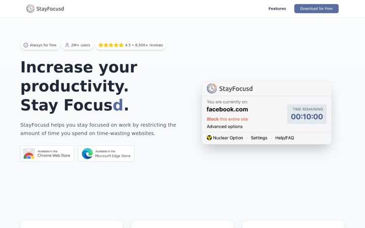 Skärmbild av stayfocusd.com