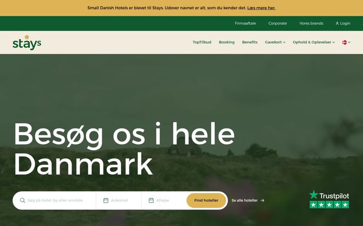Kuvakaappaus sivustosta stays.dk